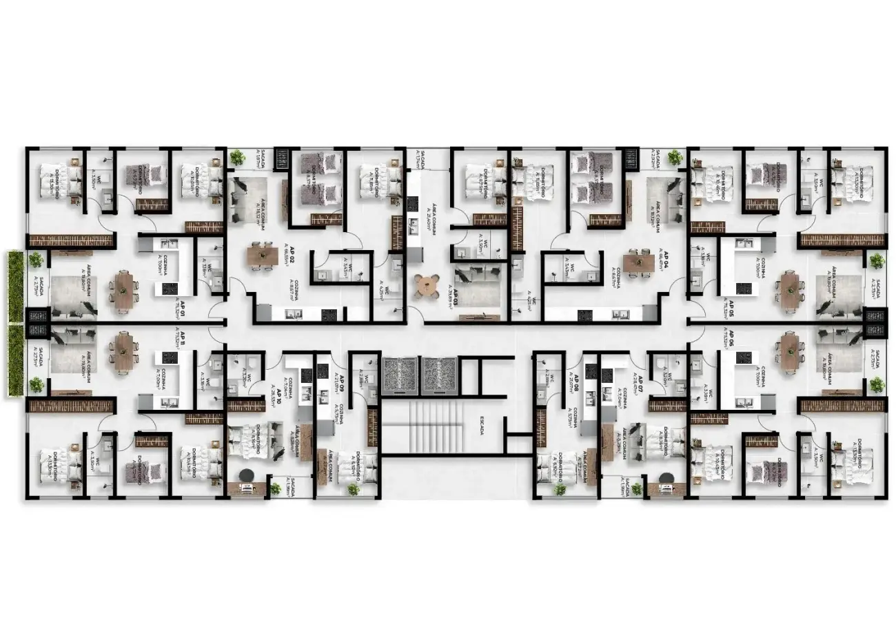 Planta baixa Studio do Armazém Vieira Residence em Saco dos Limões, Florianópolis — 21.07 m² privativos, em lançamento na planta