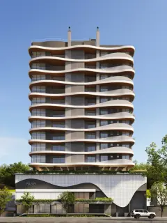 Fachada do empreendimento Aura em Agronômica, Florianópolis — em lançamento na planta