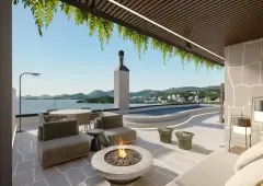 Área da piscina do empreendimento Aura em Agronômica, Florianópolis — em lançamento na planta