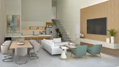Sala de estar do empreendimento Cacupé 4 Náutico Residence em Cacupé, Florianópolis — em lançamento na planta
