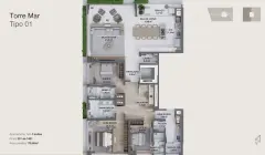 Torre Mar do empreendimento D/Sense em Centro, Florianópolis — em lançamento na planta
