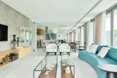 Sala de estar do empreendimento Edifício Home Cacupé em Cacupé, Florianópolis — pronto para morar na planta