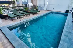 Área da piscina do empreendimento Apartamentos Duplex, Edifício Now em Estreito, Florianópolis — pronto para morar na planta