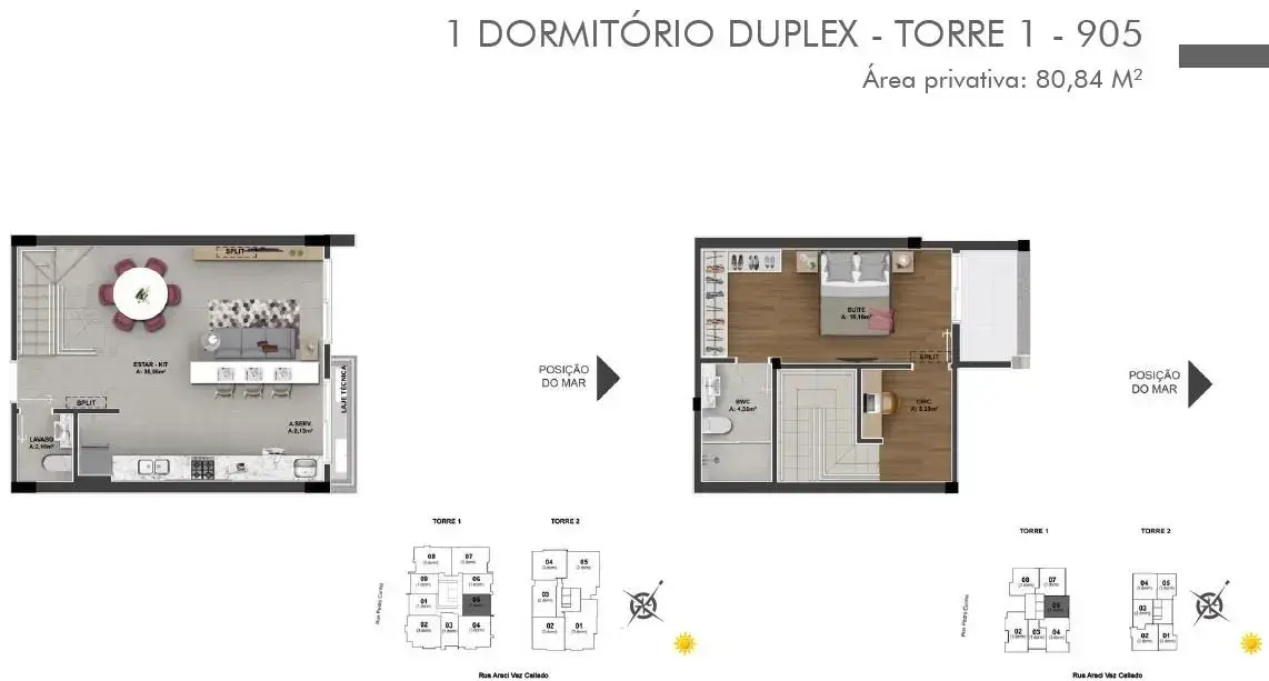 Planta baixa 3 Quartos do Apartamentos Duplex, Edifício Now em Estreito, Florianópolis — 1112 m² privativos, pronto para morar na planta