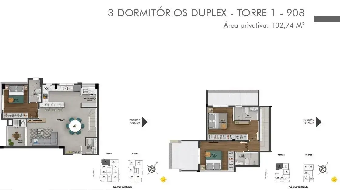 Planta baixa 3 Suítes do Apartamentos Duplex, Edifício Now em Estreito, Florianópolis — 1112 m² privativos, pronto para morar na planta