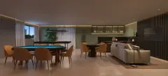 Sala de estar do empreendimento exclusivo, Villa Vauban em Estreito, Florianópolis — em lançamento na planta