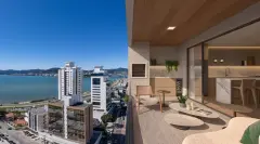 Sala de estar do empreendimento exclusivo, Villa Vauban em Estreito, Florianópolis — em lançamento na planta