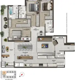 Planta baixa do empreendimento exclusivo, Villa Vauban em Estreito, Florianópolis — em lançamento na planta