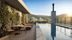 Área da piscina do empreendimento ao lado do Floripa Shopping em Saco Grande, Florianópolis — em lançamento na planta