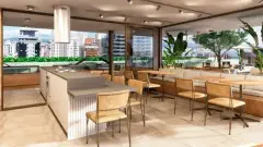 Espaço gourmet do empreendimento La Porta em Centro, Florianópolis — pronto para morar na planta