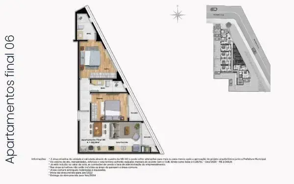 Planta baixa 1 Suíte do La Porta em Centro, Florianópolis — 68.582 m² privativos, pronto para morar na planta
