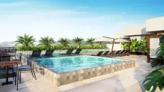 Área da piscina do empreendimento Luma Home em Ingleses, Florianópolis — em lançamento na planta