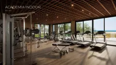 Perspectiva ilustrativa do empreendimento Makai Beachfront Novo Campeche em Campeche, Florianópolis — em lançamento na planta