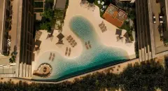 Perspectiva ilustrativa do empreendimento Makai Beachfront Novo Campeche em Campeche, Florianópolis — em lançamento na planta