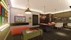 Sala de estar do empreendimento Mirante dos Corais em Coqueiros, Florianópolis — em lançamento na planta