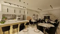 Sala de estar do empreendimento Mirante dos Corais em Coqueiros, Florianópolis — em lançamento na planta