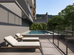 Área da piscina do empreendimento Oceanic Residence em Ingleses, Florianópolis — em lançamento na planta