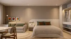 Perspectiva ilustrativa do empreendimento Ondara Residence em Canajurê, Florianópolis — em lançamento na planta