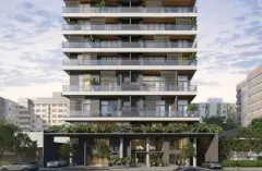 Perspectiva ilustrativa do empreendimento Opus em Agronômica, Florianópolis — em lançamento na planta