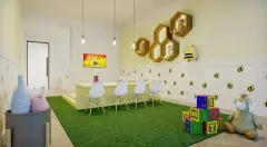 Área kids do empreendimento Orquídea & Rosa Branca em Estreito, Florianópolis — em lançamento na planta