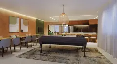 Espaço gourmet do empreendimento Orquídea & Rosa Branca em Estreito, Florianópolis — em lançamento na planta