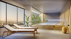 Área da piscina do empreendimento Orquídea & Rosa Branca em Estreito, Florianópolis — em lançamento na planta