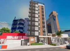 Perspectiva ilustrativa do empreendimento frente ao Parque de Coqueiros, Park View em Coqueiros, Florianópolis — em lançamento na planta