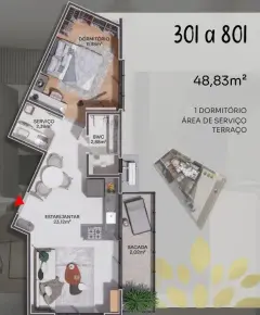 Planta baixa do empreendimento frente ao Parque de Coqueiros, Park View em Coqueiros, Florianópolis — em lançamento na planta
