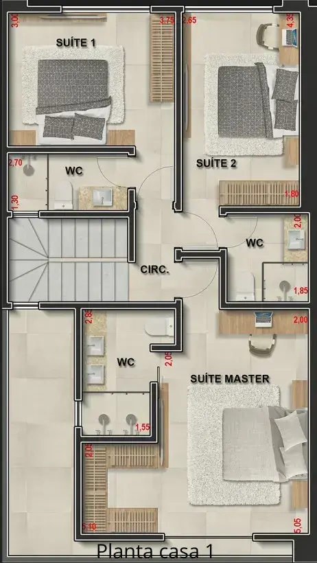 Planta baixa 3 Quartos do Reserva Santa Mônica em Santa Mônica, Florianópolis — 1522 m² privativos, em lançamento na planta