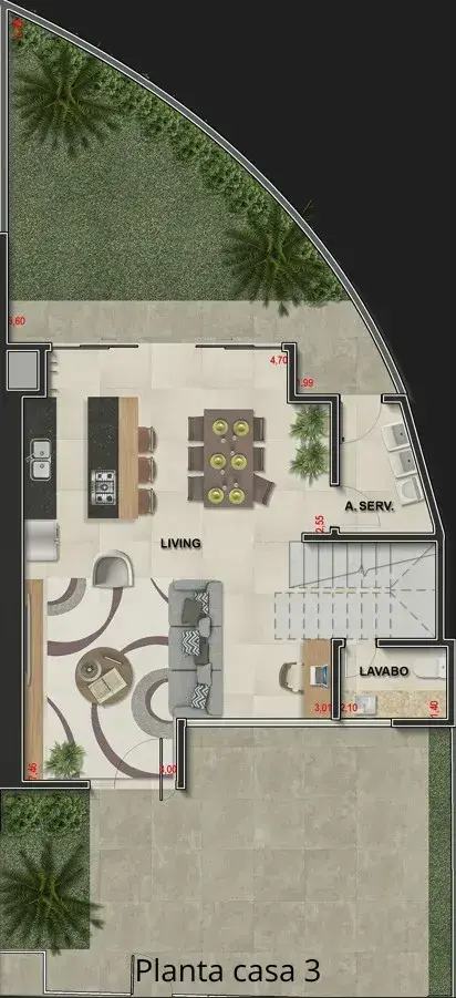 Planta baixa 3 Quartos do Reserva Santa Mônica em Santa Mônica, Florianópolis — 1522 m² privativos, em lançamento na planta
