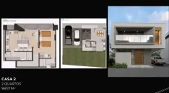 Perspectiva ilustrativa do empreendimento Reserva Santo Antônio, sobrados em condomínio fechado em Santo Antônio de Lisboa em Santo Antônio de Lisboa, Florianópolis — em lançamento na planta