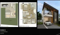 Perspectiva ilustrativa do empreendimento Reserva Santo Antônio, sobrados em condomínio fechado em Santo Antônio de Lisboa em Santo Antônio de Lisboa, Florianópolis — em lançamento na planta