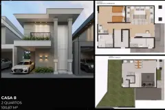 Perspectiva ilustrativa do empreendimento Reserva Santo Antônio, sobrados em condomínio fechado em Santo Antônio de Lisboa em Santo Antônio de Lisboa, Florianópolis — em lançamento na planta