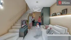 Sala de estar do empreendimento Residencial Souza em Ingleses do Rio Vermelho, Florianópolis — pronto para morar na planta