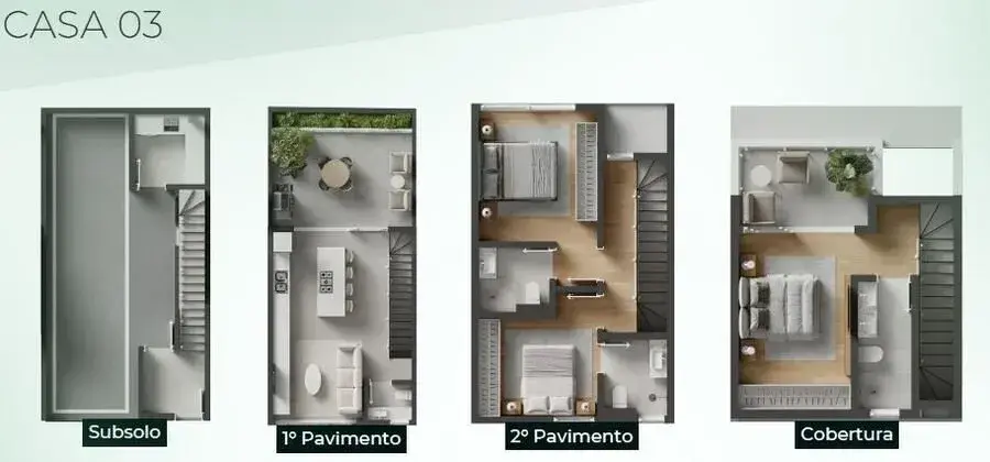 Planta baixa 3 Suítes do Triplex em Condomínio fechado em Santo Antônio de Lisboa, Florianópolis — 177 m² privativos, em lançamento na planta
