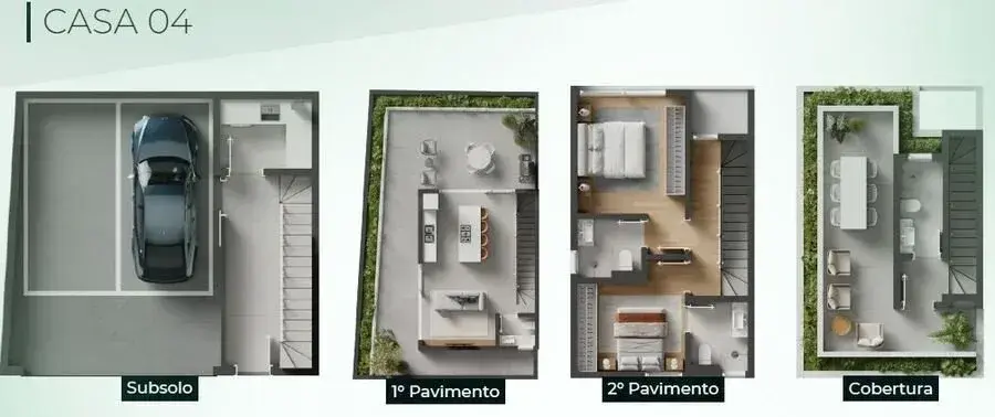 Planta baixa 3 Suítes do Triplex em Condomínio fechado em Santo Antônio de Lisboa, Florianópolis — 177 m² privativos, em lançamento na planta