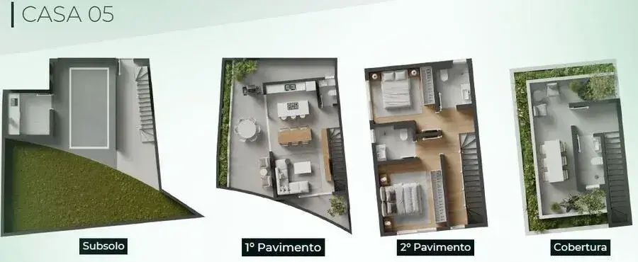 Planta baixa 3 Suítes do Triplex em Condomínio fechado em Santo Antônio de Lisboa, Florianópolis — 177 m² privativos, em lançamento na planta