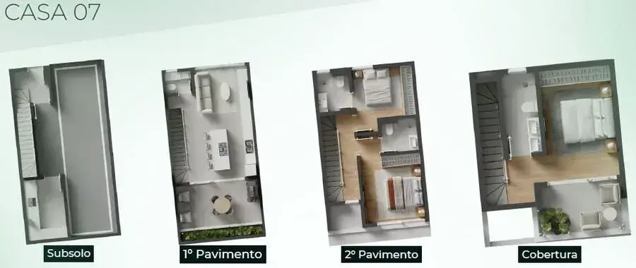 Planta baixa 3 Suítes do Triplex em Condomínio fechado em Santo Antônio de Lisboa, Florianópolis — 177 m² privativos, em lançamento na planta