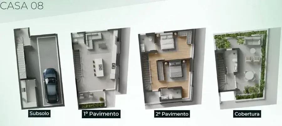 Planta baixa 3 Suítes do Triplex em Condomínio fechado em Santo Antônio de Lisboa, Florianópolis — 177 m² privativos, em lançamento na planta