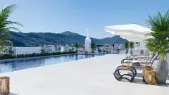 Área da piscina do empreendimento Viel Spab em Ingleses, Florianópolis — em lançamento na planta