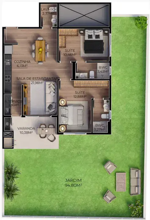 Planta baixa 1 Suíte do Viel Spab em Ingleses, Florianópolis — metragem sob consulta, em lançamento na planta