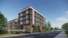Fachada do empreendimento Vila Moçambique, a 50 metros da Praia do Moçambique em Ingleses do Rio Vermelho, Florianópolis — em lançamento na planta